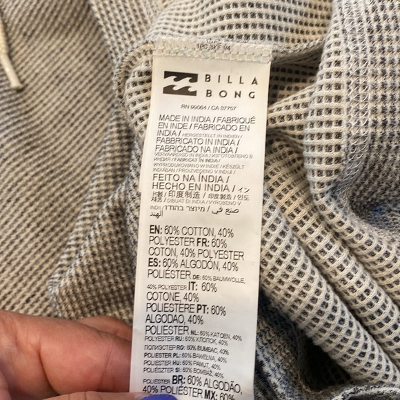 Billabong Waffle Knit Men’s Hoodie long sleeves Size M - Picture 8 of 10